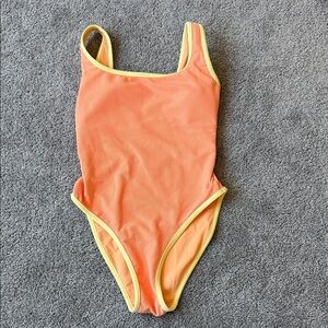 LainSnow Vibrant Orange Swimsuit with Lime Accents size M